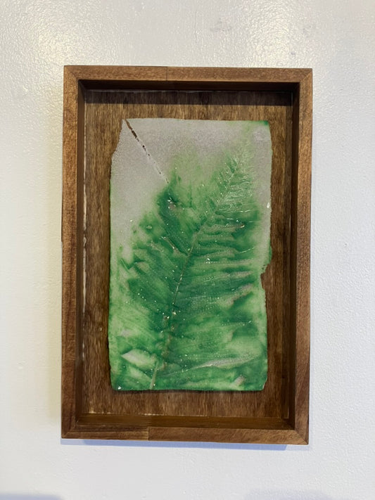 Small Green Fern Glass Print