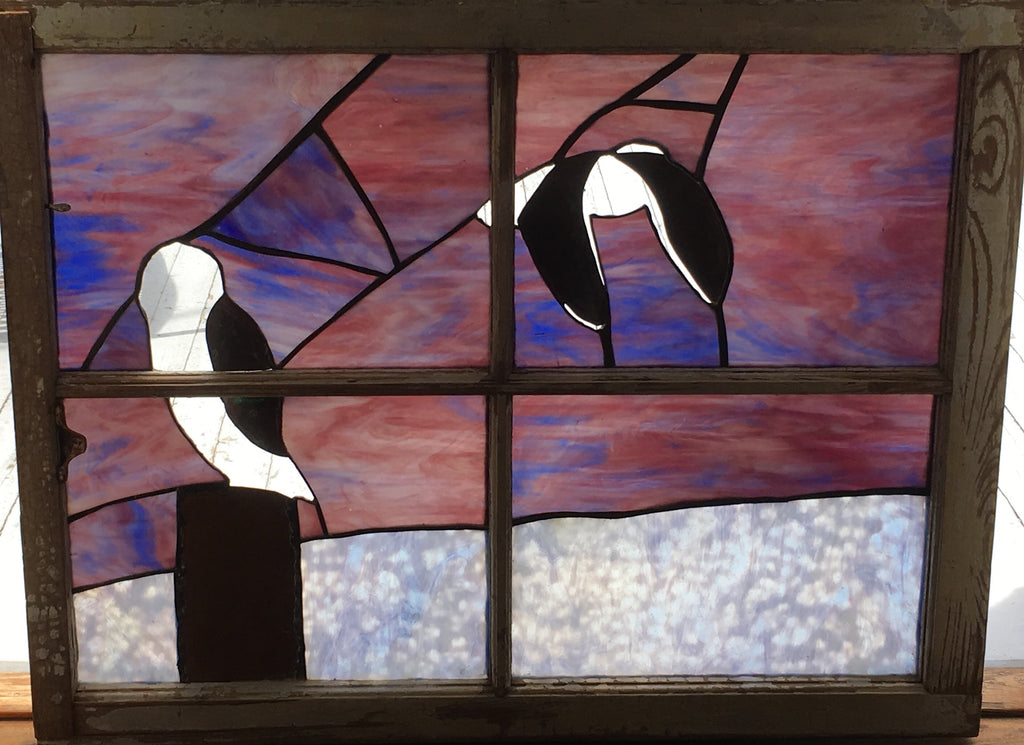 Barn Owl Stained Glass Window