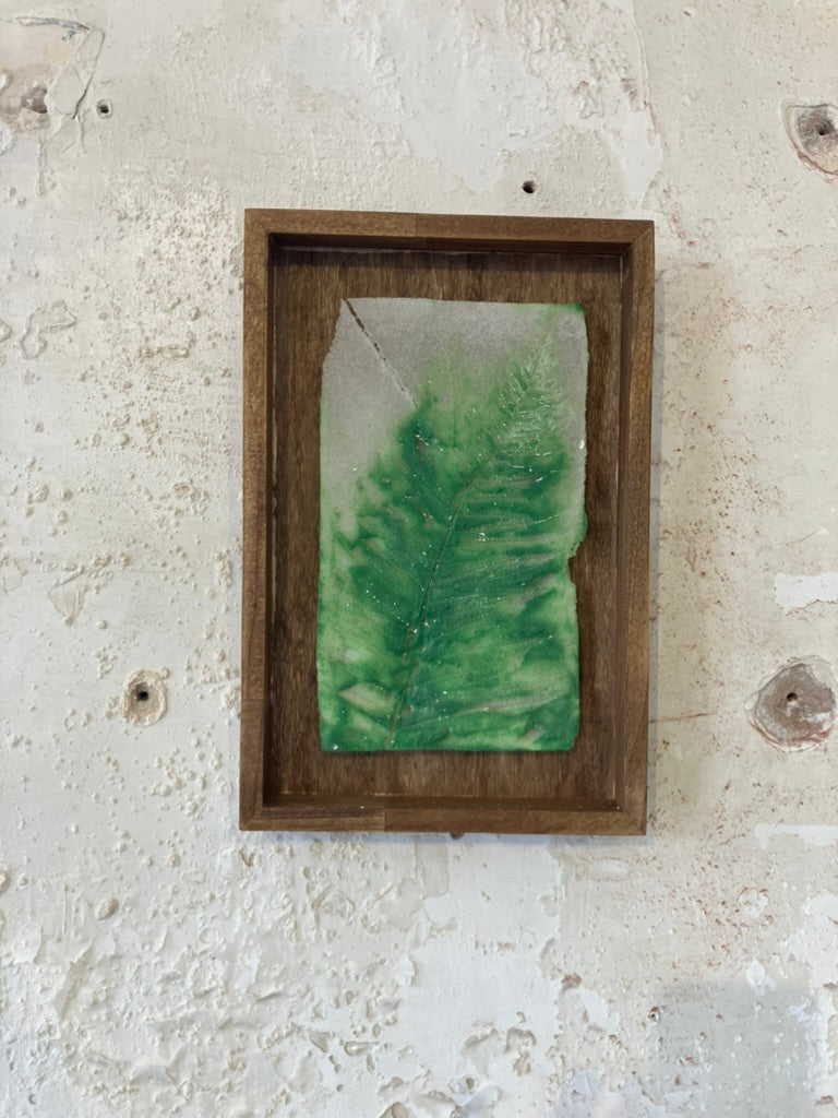 Small Green Fern Glass Print