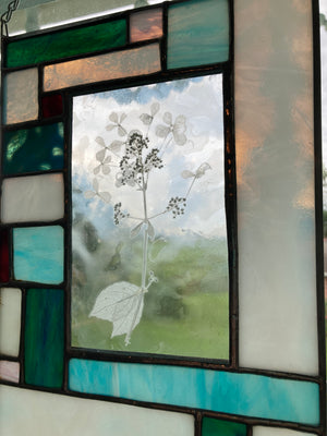 Hydrangea Stained Glass Panel