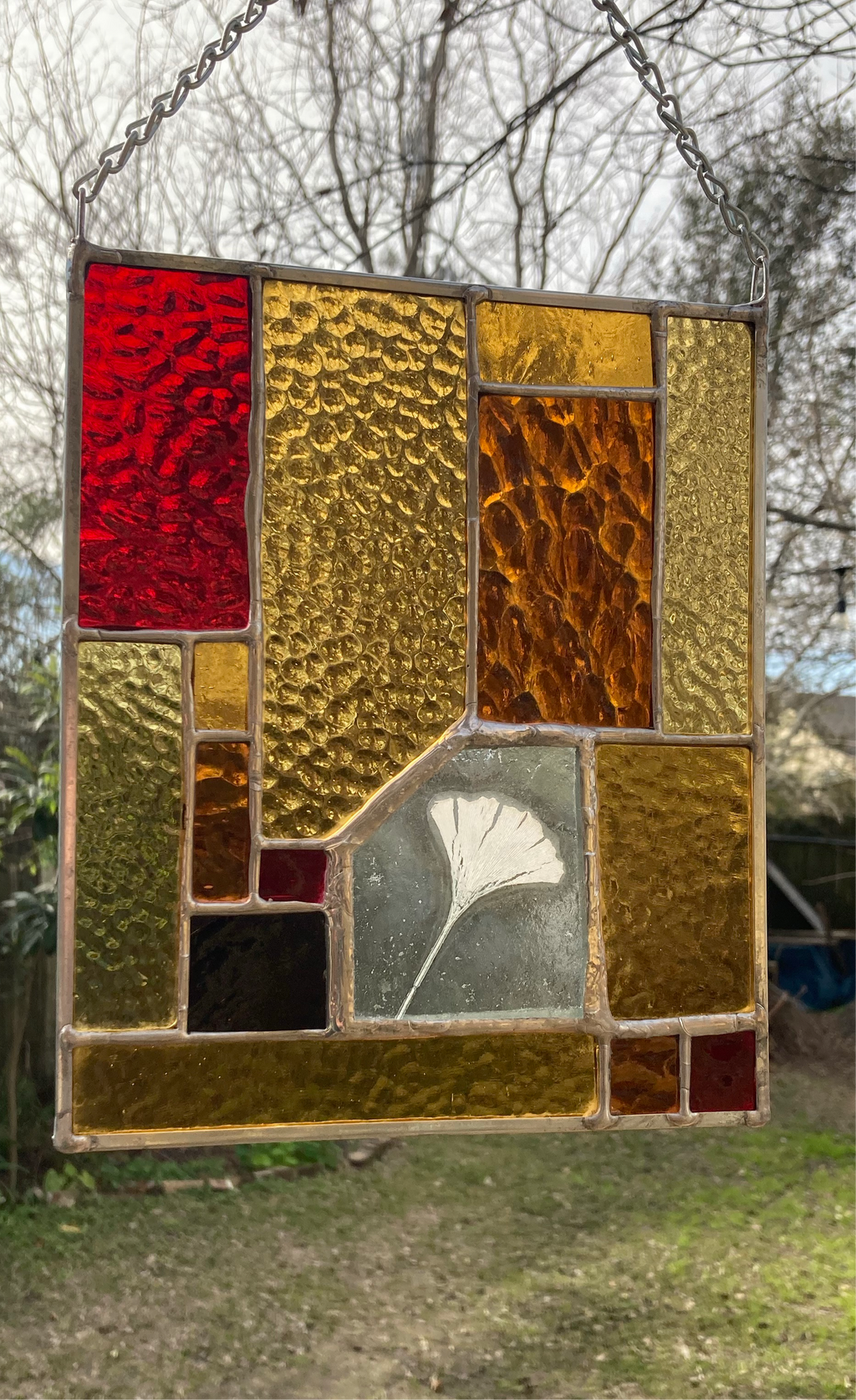 Ginkgo Stained Glass Panel