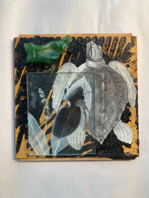 Sea Turtle & Lily of the Valley, Pandemic Collage Collection