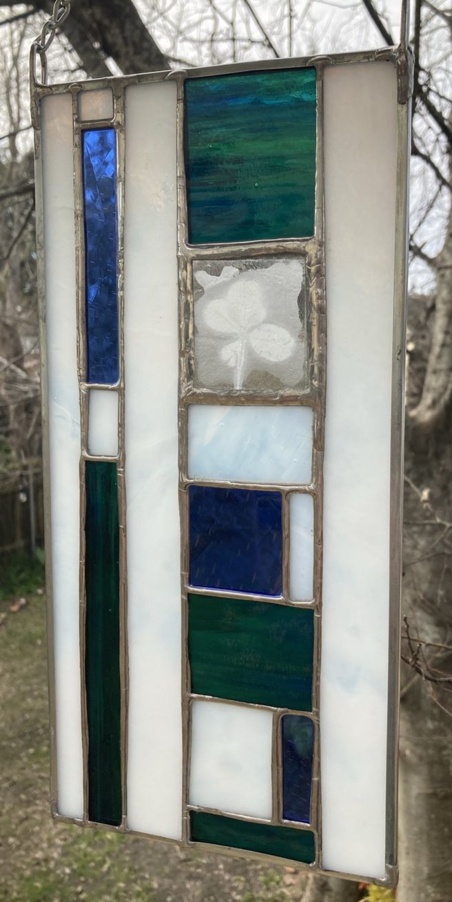 Four Leaf Clover Stained Glass Panel